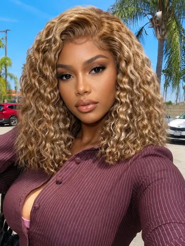 Vista 54 de KLAIYI Pre Everything™ Yaki - Pelucas de cabello humano lacio Yaki sin pegamento con reflejos degradados, color marrón balayage, encaje frontal