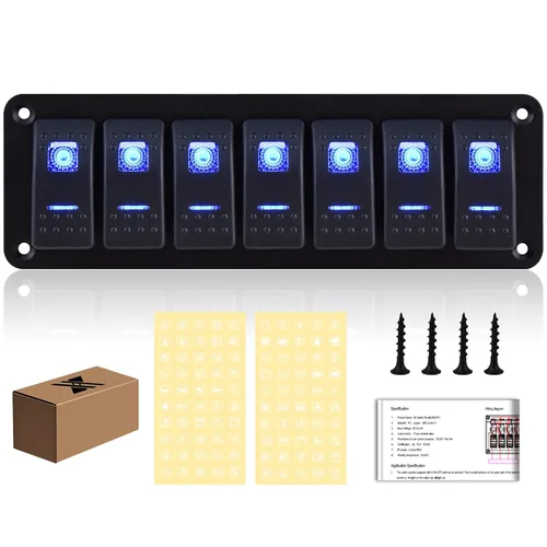 Vista 9 de Panel de Interruptor de Palanca de 3 Posiciones Impermeable de Aluminio, Panel de Interruptor Basculante de 12V/24V, Interruptor de Coche/Barco de 5