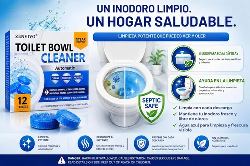 Vista 4 de Tabletas limpiadoras automáticas de inodoro, limpiador de tanque de inodoro, aroma fresco, 12
