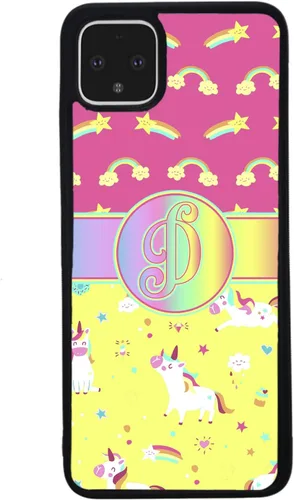 Vista 3 de Unicorn Rainbow Colorful Initial Black Rubber Phone Case Compatible With Google Pixel 10, 10 Pro, 10 Pro XL, 9a, 9 Pro, Pixel 9, Pixel 9 Pro XL, 8a