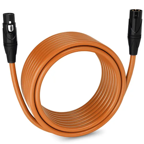Vista 95 de LyxPro Cable de micrófono XLR hembra a macho de ángulo recto de 3 pines de 1.5 pies para altavoces amplificados, interfaz de audio, rendimiento