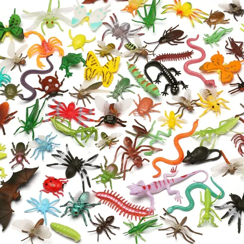 Vista 2 de Paquete de 76 mini juego de insectos de plástico, juguete realista de insectos para niños, figura de insectos falsos para niños, niños pequeños