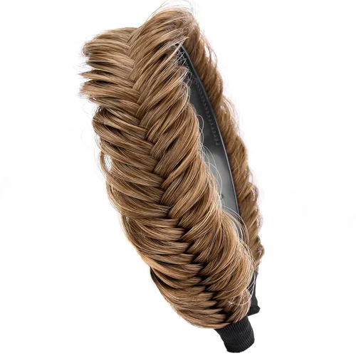 Vista 17 de Ancho de 1.5 cm Banda de pelo sintético trenzada estrecha con dientes para mujeres y niñas (Negro)