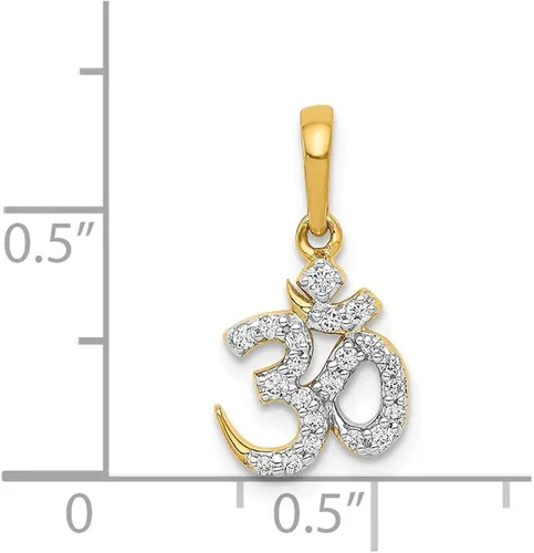 Vista 4 de Colgante Om de oro amarillo macizo de 14 quilates con diamante de 16 quilates