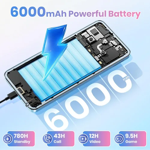 Vista 2 de FOSSIBOT Teléfono celular S5 Pro Android 15, teléfono inteligente de 32 GB+256 GB/2 TB, teléfono con batería HD 6000 mAh, teléfonos de 50 MP+8 MP S5