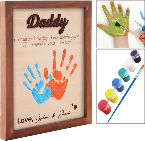 Vista 46 de Regalos personalizados de béisbol con texto en inglés «We Caught the Best Dad», regalos para el Día del Padre de parte del hijo, marco de madera