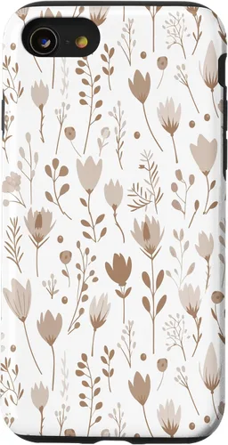 Vista 18 de Floral Flowers Wildflowers Garden Botanical Love Beige White Case for iPhone 16