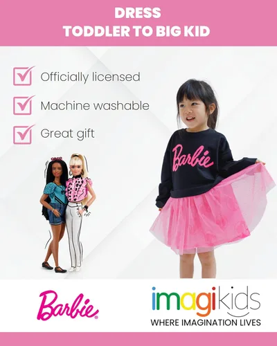 Vista 3 de Barbie Vestido de rizo francés para niñas pequeñas a grandes