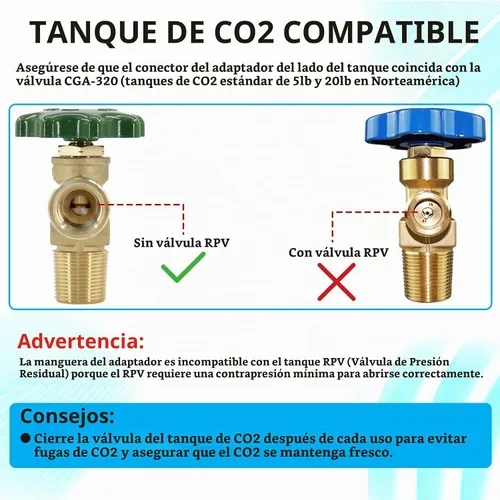Vista 8 de Adaptador directo de cilindro de CO2 para tanque de CO2 con manguera de acero inoxidable de 60 pulgadas, conector de fabricante de soda de agua
