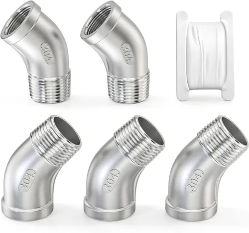 Vista 11 de TAISHER 2 piezas de acero inoxidable 304 accesorios de codo de 90 grados, tubo hembra NPT de 1 pulgada a 1 pulgada NPT hembra 304 accesorio