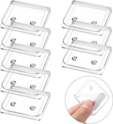 Vista 2 de Yalikop 8 clips para cortina de ducha, soporte protector contra salpicaduras, adhesivo transparente, resistente al viento, clips para mantener