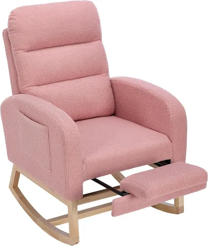 Vista 16 de GarveeHome Mecedora para guardería con reposapiés, balancín deslizante con Beige