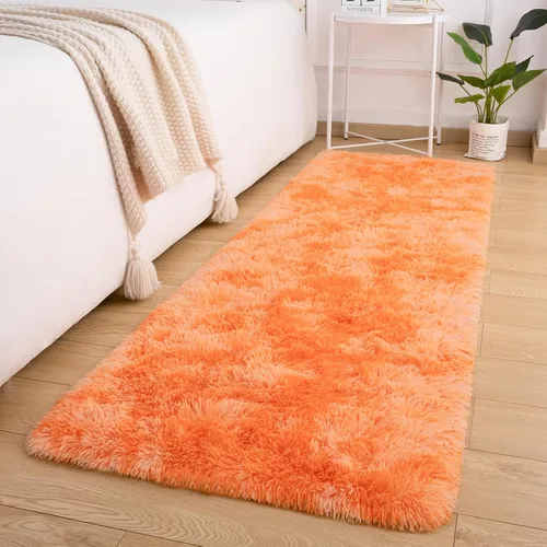 Vista 50 de Softlife Alfombra naranja para dormitorio, alfombra de felpa esponjosa para sala de estar para niñas, alfombra lanuda para niños, alfombra suave