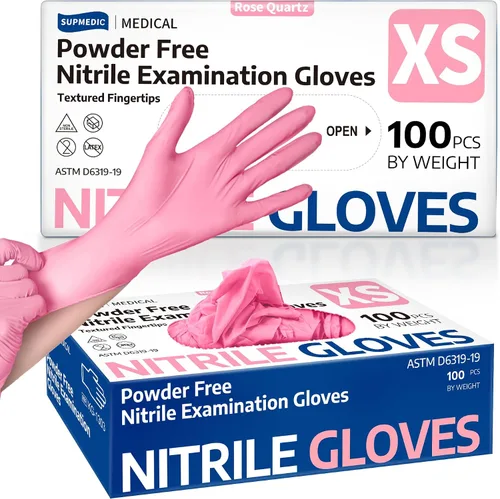 Vista 10 de Supmedic Medical Nitrile Exam Gloves, 3.5 mil Powder-Free Food-Safe Disposable Glove for Cooking Cleaning Esthetician 100 Pcs