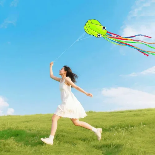 Vista 3 de Cometas de pulpo para niños y adultos fáciles de volar, 24 x 158 pulgadas, kit de cometa grande y suave para niños y niñas, juego de cometa de playa