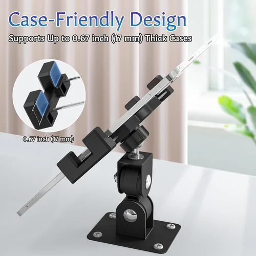 Vista 4 de Soporte de pared para iPad, soporte de pared para tableta, soporte giratorio ajustable de 360 ° 180° Horizontal/Vertical Tilt Arm, Compatible with