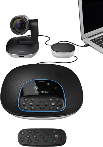 Vista 2 de Logitech micrófonos de expansión de grupo para conferencias de audio y Video (989-000171).