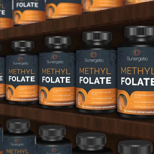 Vista 4 de Sunergetic Suplemento de folato de metilo prémium – con vitamina B12 metilada y vitamina B6 – Folato metabólicamente activo como magnafolato