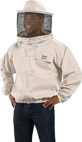 Vista 3 de Bees & Co K73 Chaqueta de apicultor de algodón natural con velo redondo