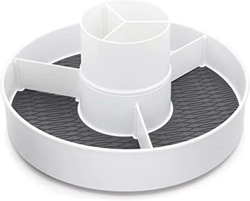 Vista 7 de Copco Tocadiscos de almacenamiento con múltiples compartimentos de 10 pulgadas con forro antideslizante y base suave, organizador Lazy Susan