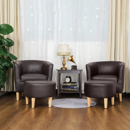 Vista 22 de DAZONE Silla Moderna de Mediados de Siglo, Silla de Acento Tipo Barril con Otomana, Juego Cómodo de Sillón con Reposapiés, Sillas Cómodas para Sala