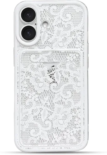 Vista 21 de NITITOP Funda para iPhone 13 transparente linda flor de encaje - flor negra negro (Black Bloom)