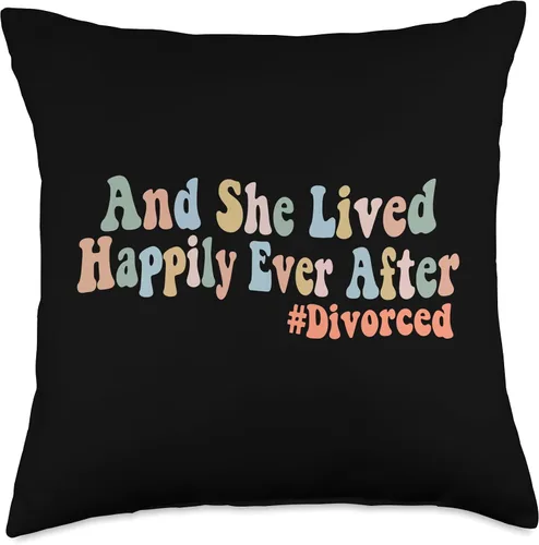 Vista 5 de And She Lived Happily Ever After Divorced Groovy - Almohada divertida, 16 x 16 pulgadas, multicolor