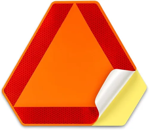 Vista 9 de Letrero de vehículo de movimiento lento, letrero triangular de plástico DOT de movimiento lento, letrero SMV de 14 x 16 x 0.16 pulgadas/5mm