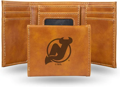 Vista 28 de NHL Rico Industries - Billetera triple grabada con láser y tres pliegues, accesorio para hombre