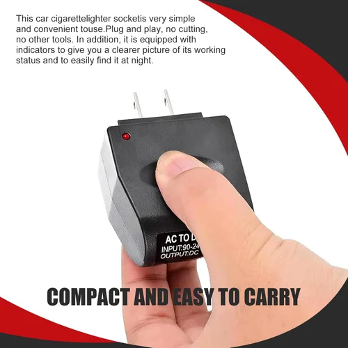 Vista 3 de Convertidor de CA a CC para automóvil, adaptador de encendedor de cigarrillos de vehículo, adaptador de corriente de 220 V a 12 V