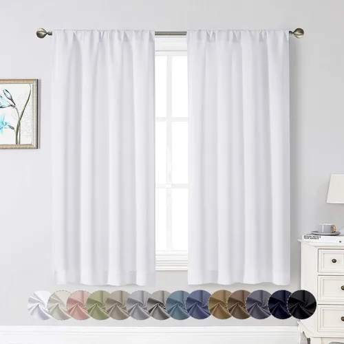 Vista 205 de Cortinas opacas para dormitorio, sala de estar, juego de 2 paneles de 54 pulgadas de largo, cortinas de oscurecimiento de habitación con aislamiento