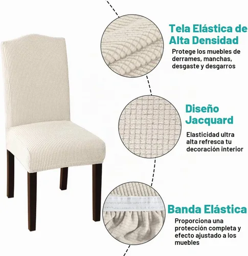 Vista 4 de Turquoize - Fundas para sillas de comedor - Elásticas, extraíbles, juego de 2 - Fundas protectoras para sillas Parson de comedor para hogar, hotel