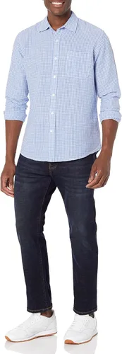 Vista 5 de Tienda Essentials Camisa de algodón de lino de manga larga para hombre con ajuste regular