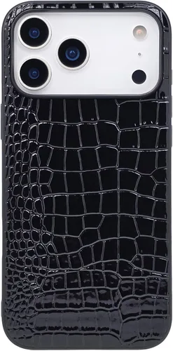 Vista 13 de Funda para iPhone 11 para mujer, funda de piel sintética de cocodrilo de piel de charol, moda clásica para iPhone11 de 6.1 pulgadas, color negro