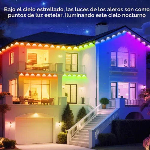 Vista 3 de Luces permanentes para exteriores de 300 pies, luces LED impermeables IP67, luz exterior con aplicación/control remoto, luces permanentes de Navidad