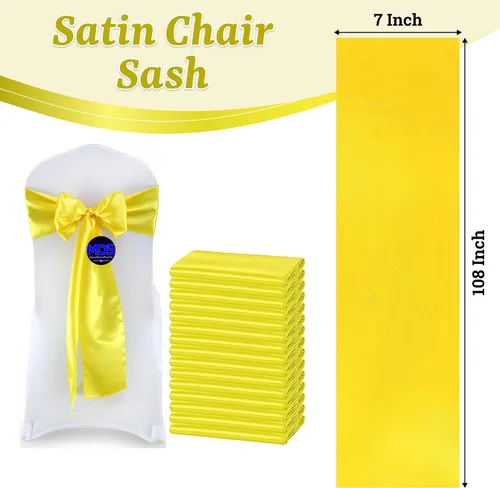 Vista 3 de Juego de 50 listones para sillas, de la marca MDS, Satin, Amarillo, 50