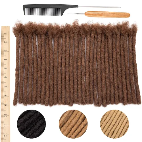 Vista 50 de DAIXI 0.2cm y 0.4cm y 0.6cm y 0.8cm de grosor 4-18 pulgadas 10 hebras extensiones de rastas de cabello humano 100% real para hombres/mujeres
