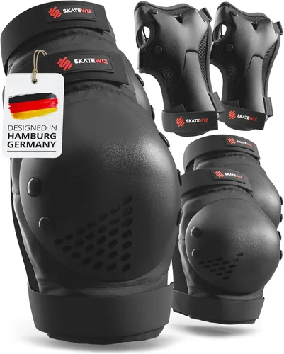 Vista 14 de SKATEWIZ Juego de almohadillas de protección para patineta para niños y adultos - Smash - Almohadillas para patines [6 piezas] con protectores