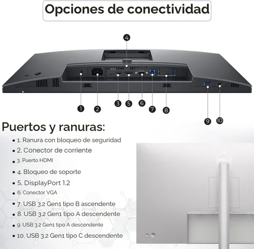 Vista 4 de P2425H - Monitor de computadora de 24 pulgadas, pantalla IPS 16:9 con soporte, 100 Hz Full HD, 1920 x 1080 con cable de alimentación, DisplayPort