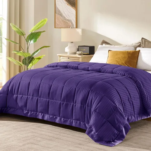 Vista 25 de downluxe - Manta de tamaño King con ribete satinado, edredón ligero alternativo para todas las estaciones, lavable a máquina