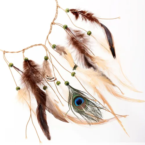 Vista 3 de Diadema de plumas indias, disfraz tribal nativo americano, vestido con plumas para mujeres y niñas