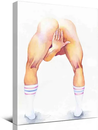 Vista 10 de DAVUD Decoración artística para hombre, pintura de acuarela, hombre gay y baño gay, arte de pared para el hogar, bar, decoración de pared, arte