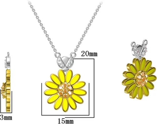 Vista 7 de oGoodsunj Juego de joyas de plata de ley 925 con diseño de mariquita, margarita, hojas, collar, aretes, anillos, colgantes, tobillera, S925