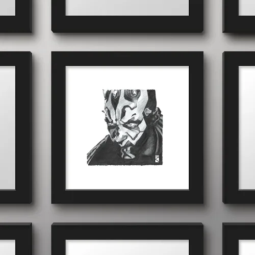 Vista 2 de Gallery Pops Star Wars: Saga - Darth Maul Sketch - Arte de pared, versión enmarcada negra, 12 x 12 pulgadas Versión con marco negro