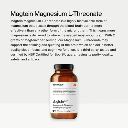 Vista 2 de Momentous Magtein Magnesio L-treonato de 145 mg, suplemento de apigenina y suplemento de L-teanina - Apoya la función cognitiva y promueve