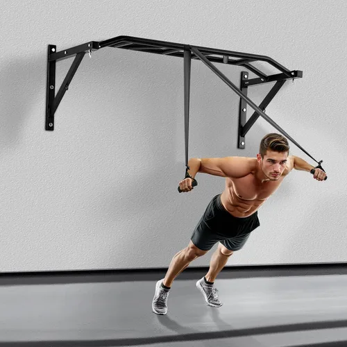 Vista 8 de VEVOR Pull Up Bar, Multi-Grip Wall Mounted Pull Ups, 50 in Width Multifunctional Chin Up Training Station, Heavy Duty Steel Upper Body Workout Bars
