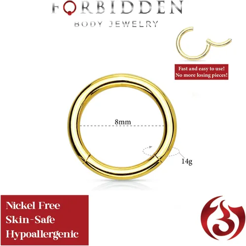 Vista 76 de Forbidden Body Jewelry - Piercing para la nariz de acero quirúrgico 316L con bisagra, 14G, 16G, 18G, diámetro de 15/64, 5/16, 25/64, 15/32 pulgadas