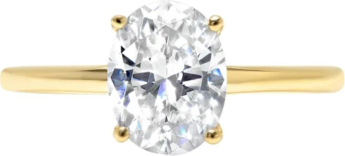 Vista 4 de Anillo solitario de corte ovalado brillante de 2,0 quilates de zafiro blanco creado en laboratorio, ideal VVS1 D de 4 puntas, compromiso, boda