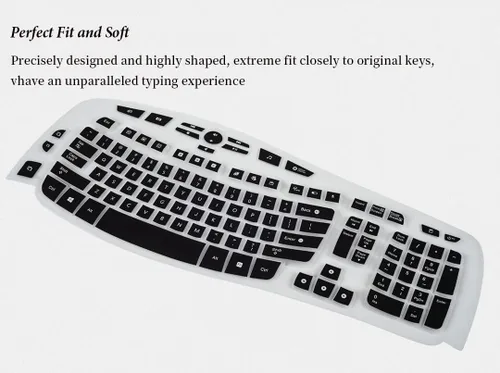 Vista 2 de Funda de teclado para Logitech K350 MK550 MK570 Teclado inalámbrico ondulado, Logitech K350 MK550 MK570 Accesorios de teclado inalámbrico Piel Negro