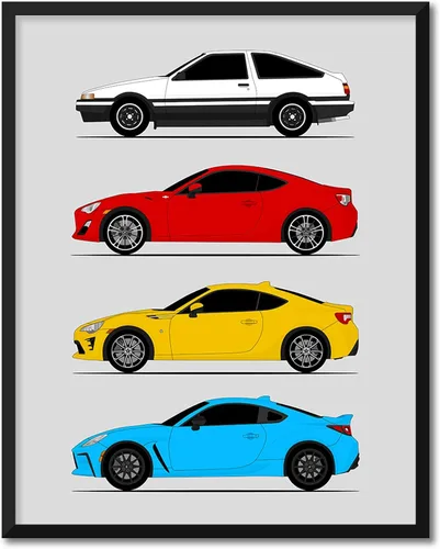 Vista 13 de Idea Network Póster hecho a mano compatible con Toyota Corolla Print Wall Art Decoración hecha a mano del Corolla Sprinter Generations History